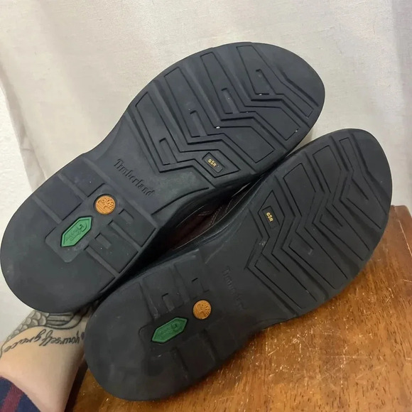 Timberland Loafers Mens Size 9.5 Brown Leather Slip On Classic Logo Sensorflex - Picture 9 of 11